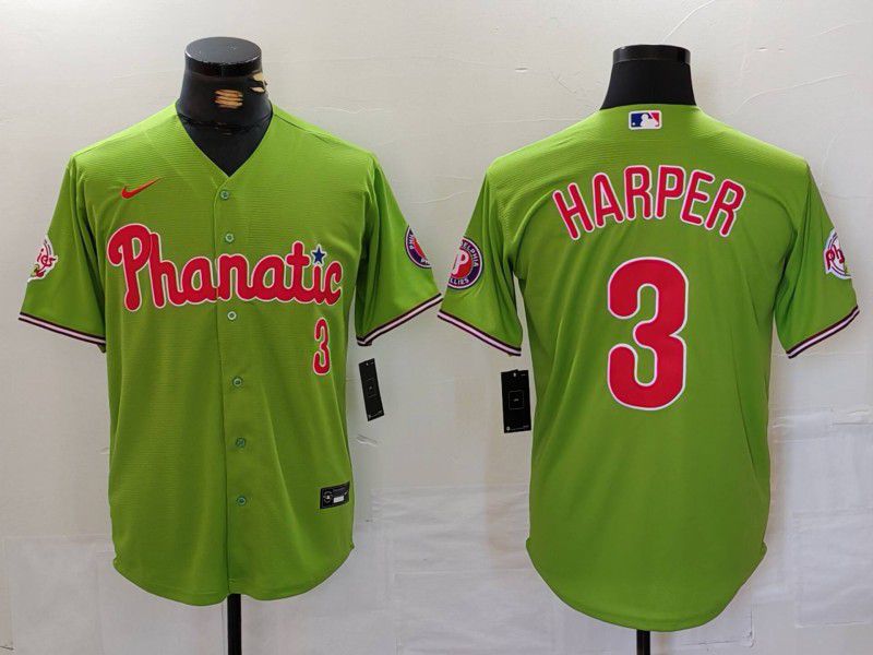 Men Philadelphia Phillies #3 Harper Green Jointly 2024 Nike MLB Jersey style 1